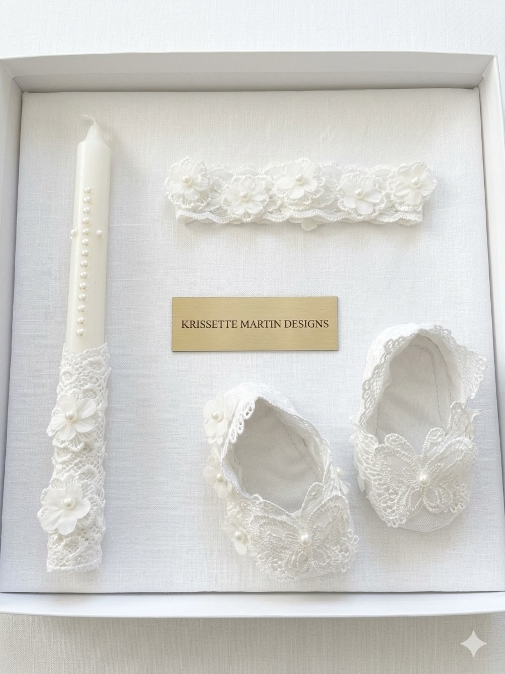 Placeholder: Custom ORDER 3-Piece Handmade Baptism & Christening Set $140